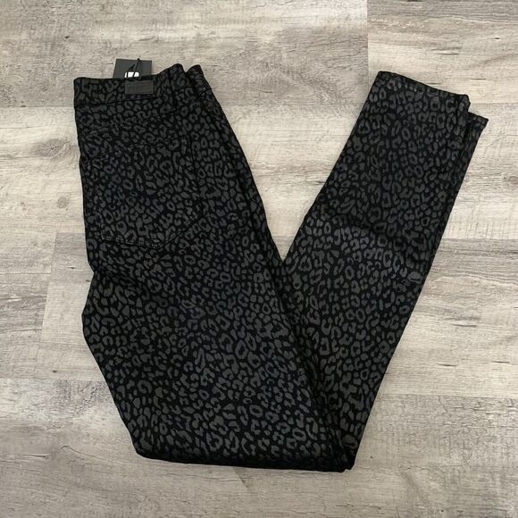 PAIGE Denim - PAIGE Jeans Womens 26 HOXTON Ultra Skinny Denim Leopard Black High Rise NEW